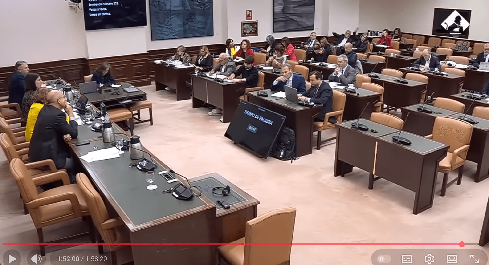 Imagen de la Comisión de Derechos Sociales y Consumo durante la votación del dictamen de la Ley de servicios de atención a la clientela en el Congreso de los Diputados.